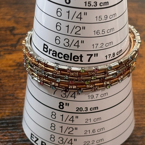 Bangle bracelet silver and gold tone rhinestone-Set - Picture 3 of 9